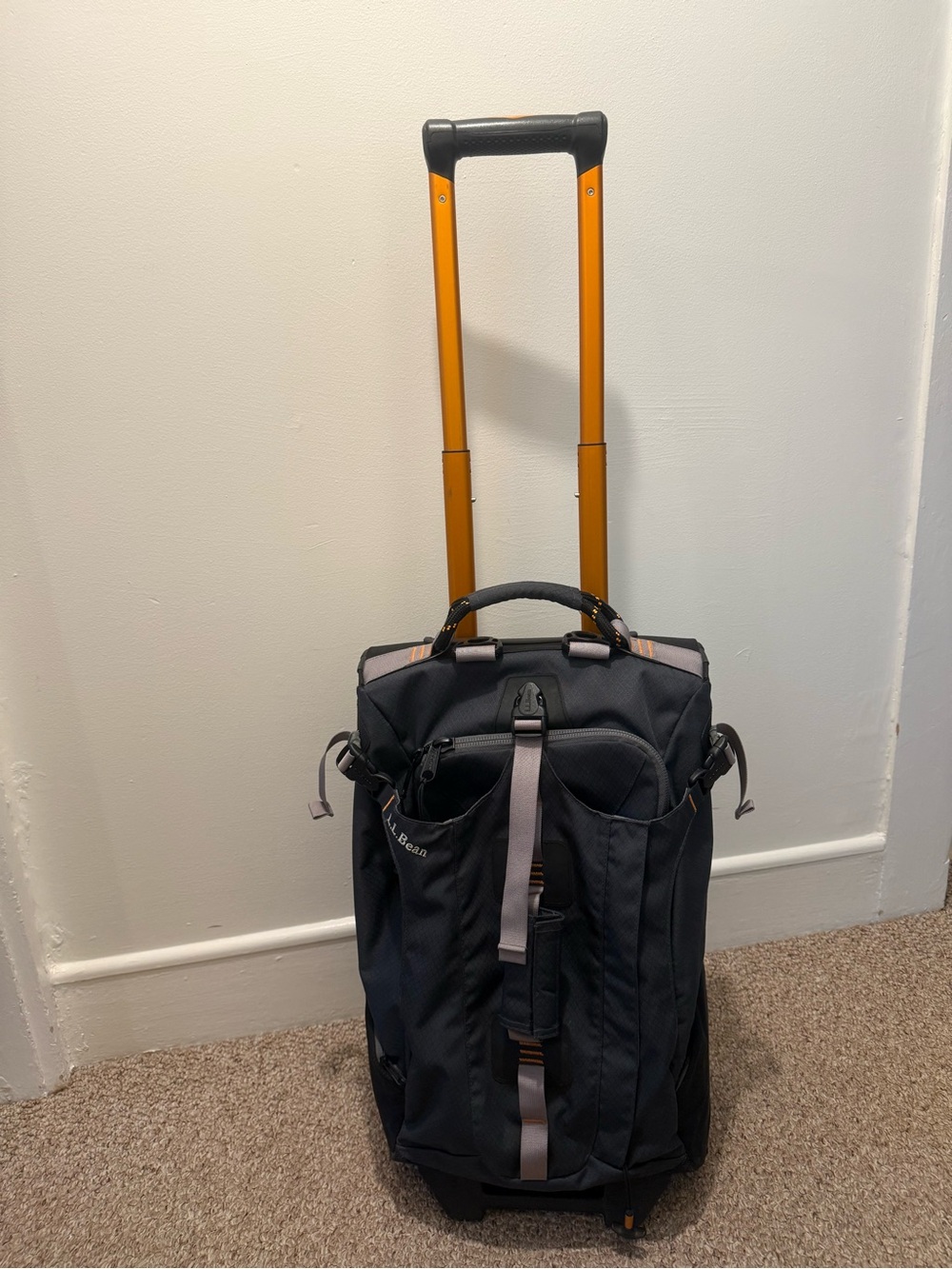 LL Bean Rolling Travel Duffel with Orange Handle